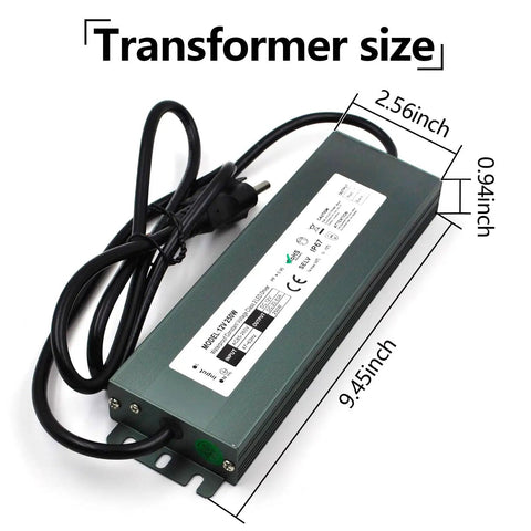 2 Pack LED Driver 12V 80W Waterproof IP67 Power Supply Transformer 90-250V AC to 12V DC Low Voltage Output with size dimensions