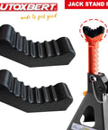 Autoxbert 6-ton jack stand rubber pads: two black ribbed grip pads with a scissor jack and orange lift post