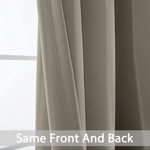 Room Darkening Blackout Curtains 52 By 84 Inches Taupe Two Panels With Grommets For Bedroom Thermal Insulated Light Blocking Drapes