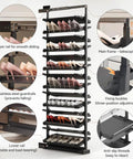 Heavy Duty Vertical Pull Out Shoe Rack With Slick Glide Sliding Trays For Hassle Free Casual Kick Keeper Setup And Clutter Free Closet Organized Smart Home Upgrade, showing adjustable stainless steel components and sleek shoe storage.