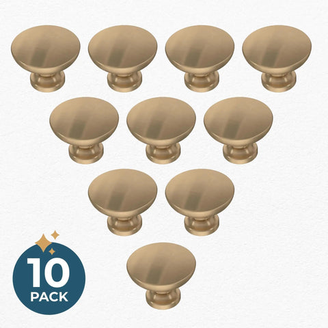 Champagne Bronze Round Cabinet Knobs Set Of 10 For Cabinets Dresser Drawers And Kitchen Doors Easy Install Durable Hardware