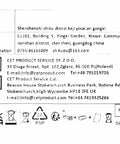Product label with manufacturer and contact information for Shenzhen Shiku, including addresses in China, Poland, and the UK.