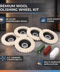 Yosoo Health Gear Pro Wool Polishing Wheel Kit With Angle Grinder And Three Color Compound Set For Metal Mirror Finish Buffing Tool. 4.5" wool pads and compounds.