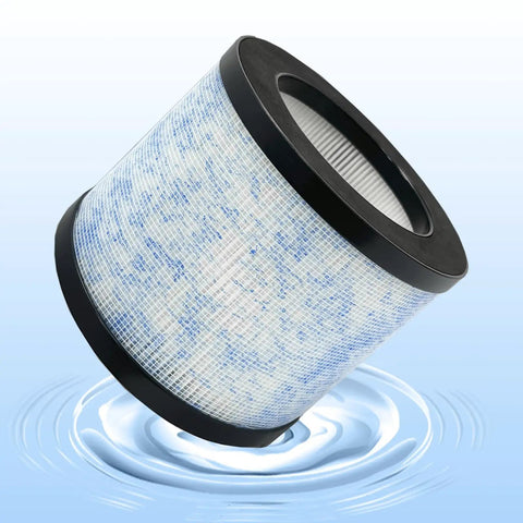 Replacement Air Filter 2 Pack For MK01 MK06 And Compatible Purifiers, cylinder shape on light blue background.