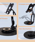 Built Different All Metal Cell Phone Stand 360 Degree Rotatable Height Adjustable with universal mount and non-slip grip base.