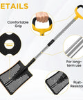 Long Lightweight Beach Sand Sifting Shovel With Ten Millimeter Holes, stainless handle, comfortable grip, rust-resistant head