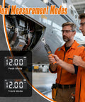 Engineers using digital torque wrench with LCD display and buzzer 0.44 to 8.8 ft lb or 0.6 to 12 Nm near aircraft engine