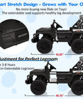 24V Two Seater Kids Ride On Car With Remote Control Four Wheel Drive 800W Motor Three Speed Settings Black Side View