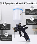 Nail Your Paint Project With This Hella Smooth Gravity Feed HVLP Spray Gun Featuring A Slick 1.7Mm Nozzle And Spiffy 600Ml Reusable Cup.