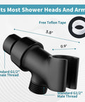 All Metal Handheld Shower Head Holder With Adjustable Shower Arm Mount 360 Degree Rotatable Brass Ball Joint Hose Connector Universal Wall Hook Bracket matte black, G1/2 threads
