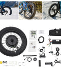 20 Inch Fat Tire Electric Bike Conversion Kit With 48V 1500W Rear Hub Motor, LCD Controller, PAS Sensor, accessories displayed