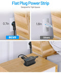 Ultra Portable Travel Power Strip With USB Ports And 4ft Extension Cord, 2 Outlets And 3 USB Ports, side view