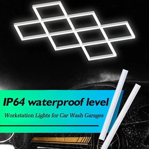 8 Hex Diamond LED Garage Light Ultra Bright 20400 Lumens 6500K Natural White Boss Grade Upgrade, diamond pattern shown