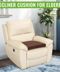 Comfy Long Sitting Recliner Cushion For Elderly Seniors 20x20x3 Inch Thick Foam Seat Pad on beige recliner, coffee color
