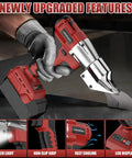 Brushless Cordless Metal Shears With 360 Degree Pivoting Head High Torque Cutting Tool compatible with Milwaukee 18v batteries on steel.