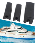 Three Piece Boat Transom Saver Kit For Outboards With Single Ram Hydraulic Tilt System Black Heavy Duty PTR Material shown with yacht