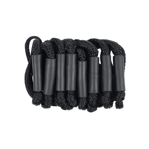 Shock Absorbing Bungee Dock Line For Boats, 4 Ft Black, 4 Pack, coiled lines with loop and slider ends