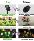 Comparison of 4 Pack Solar Rose Garden Lights With 7 Color Changing LEDs, highlighting features against plain counterparts.