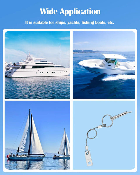 One Quarter Inch Diameter Quick Release Pins For Bimini Tops In 316 Stainless Steel With Ring Set on boats and sailboat