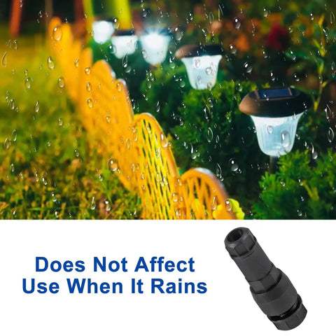 20 Pack Low Voltage Waterproof Landscape Light Cable Connectors For 12 To 20 Gauge Wire shown in garden under rain