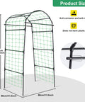 Heavy Duty Garden Arch Trellis For Climbing Plants, 6.7Ft Tall Steel Arbor with nylon netting, rust resistant frame shown