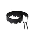 Pound-In Landscape Edging Kit With Anchoring Stakes, 4.5 Inch Straight-Top Black Plastic Garden Border, 20 Foot Coil laid out.