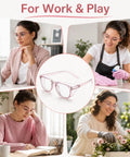Womens Super Safe Glasses Anti Fog Scratch Proof Clear Lenses Side Shields stylishly worn by women at work and play.