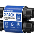 2 Pack Outdoor Extension Cord Safety Cover With IP54 Waterproof Seal, weatherproof electrical box with two latches, black.