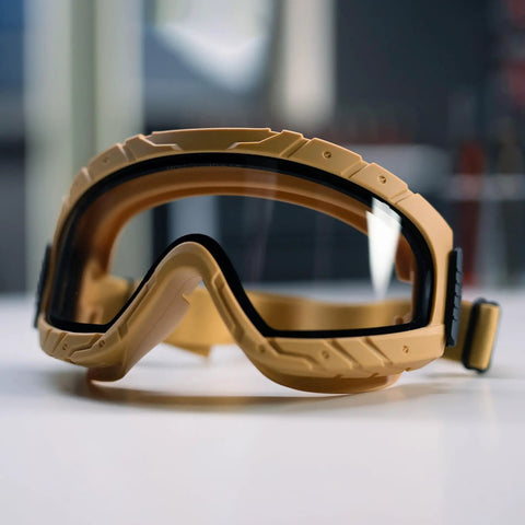 X-pect 4900 Safety Goggles With Dual Layer Lenses for Pro Grade Eye Protection, sand color, front view