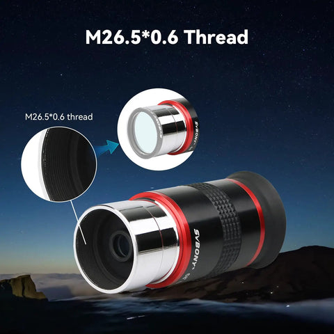 68 Degree Wide Angle Telescope Eyepiece 6mm with M26.5*0.6 thread detail, showcasing pro-grade astronomy gear.