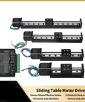 Motorized Slide Table Kit With T Type Linear Guide Rail 250mm Travel Open Loop NEMA 11 Stepper TB6600 Drive Electric Linear Stage For Precise Auto Assembly And CNC Projects, with drive module and rails