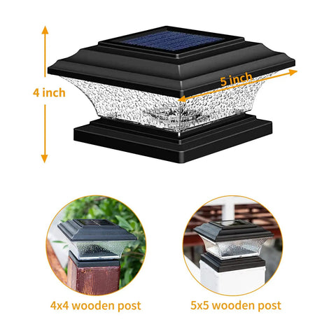 Solar Post Cap Lights For Outdoor Deck And Fence LED Post Caps With 9 Lighting Modes Including Bright White And RGB Color Options Fixed And Cycling Colors Fits 4x4 Or 5x5 Wooden Posts Black 6 Pack product highlight