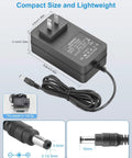 Go To 24V Power Supply 2A 48W AC to DC Adapter with dimensions and 5.5x2.5mm plug for LED strip lights CCTV cameras home office projects