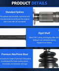 Toyota Front CV Axle Shaft Pair For 4Runner 2003 2022 Tacoma 2005 2023 And FJ Cruiser 2007 2014 Replacement Drive Axles Left And Right Beefed Up Heavy Duty OE Style Fit For All Terrain And Daily Driving, steel shaft, neoprene boot