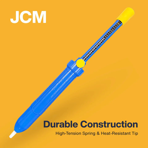 Pro Grade Desoldering Pump Solder Sucker with high power vacuum suction and heat resistant nozzle, one-handed operation, blue