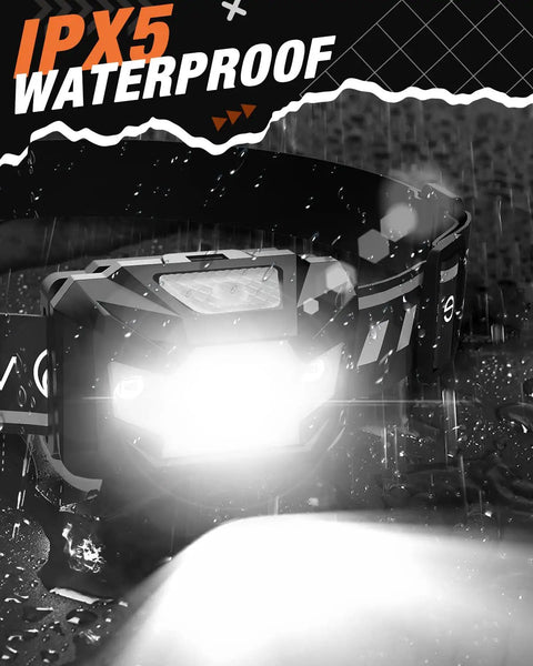 Two Pack LED Headlamp With 1100 Lumen Beast Bright Light And Four Mode Settings IPX5 Waterproof Head Light in rain