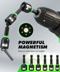 Hella Versatile 46 In 1 Magnetic Ratchet Screwdriver Kit Featuring KickAss Nut Drivers and Detachable Ergonomic Handle with Secure Storage Box showing magnetic nut drivers.