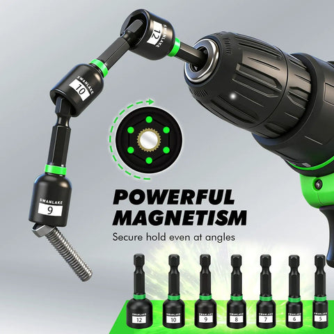 Hella Versatile 46 In 1 Magnetic Ratchet Screwdriver Kit Featuring KickAss Nut Drivers and Detachable Ergonomic Handle with Secure Storage Box showing magnetic nut drivers.
