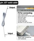 Six-Port 12V 60W LED Power Supply With Dimmer, 5A Output, Includes Six 2m Welding Extension Cords, low voltage transformer with 2-pin JST cable