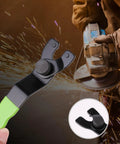 Tough As Nails Adjustable Pin Wrench For Angle Grinder Lock Nuts with green handle, 7 1/4in long, using for quick disc swap.