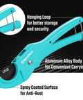 Side view of PEX Pipe Cutter For 1/8 To 1 Inch PEX And Rubber Hoses with PTFE coated blade and aluminum handle.