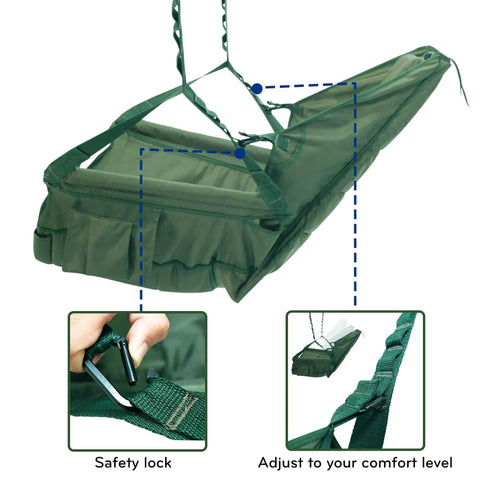 Hanging Hammock Chair For Patio With Plush Headrest And Armrests Outdoor Swing Seat With Cup Holders Includes Tree Straps Moss Green
