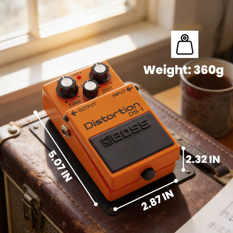 DS1 Distortion Pedal Bundle With Gearlux Power Supply, Instrument Cable, Patch Cable, Picks, And Polishing Cloth For Gnarly Rock Tones