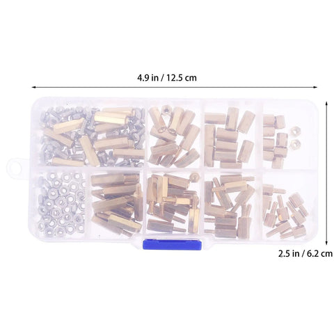 180 Pcs M2.5 Brass Hex Standoff And Nut Kit, Copper Column Spacers For PCB Boards, Mount Between PCBs And Machinery, Go-To Pro Grade Industrial Metric Bolts Fastener Set in storage box