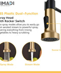 Badass Matte Black Kitchen Faucet With Sleek Gold Accent Pull Down Sprayer single handle spray head with rocker switch.
