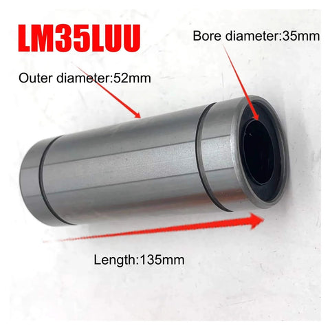 LM35LUU Linear Bearings And Bushings, 35mm bore diameter, 52mm outer diameter, for precision shaft motion in CNC machines.