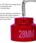 Heavy Duty 28mm Fuel Filter Socket With 3/8 Drive top view showing size markings and drive locating bead for Dodge Ram 2500 3500.
