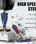 Pro Grade All In One Step Drill Bit Set With 5 Step Bits And 6 Countersink Bits 11 In 1 HSS Cobalt Nitriding Coated Drill Kit on metal