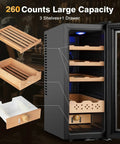 35L Temperature And Humidity Controlled Cooler Cabinet With Spanish Cedar Shelves And Safety Lock, 300 Count Capacity