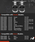 Front Lower Ball Joint For Honda Accord 2003 2007 And Acura TSX 2004 2008 TL 2004 2008 Driver Side And Passenger Side Left Right Replacement With OEM Style Drop In Fit Designed For Better Steering And Alignment Direct Bolt In No Modifications Required. two black metal ball joints with snap rings